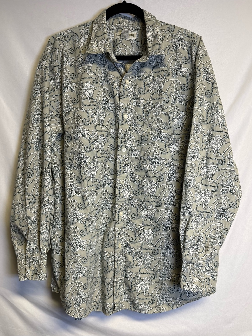 Banana Republic Men's Paisley Shirt- Sage and Gray